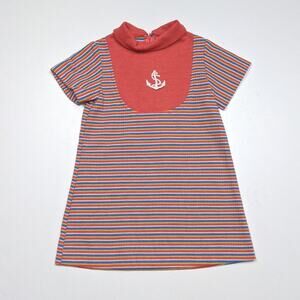 Vintage JCPenney Dress Girls Size 4T Stripe Knit Anchor Shirt Mod
